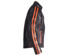Mens Racing Premium Leather Motorcycle Jacket With Orange Stripes, Men's Leather Jacket, [product_description] - Rhino Gear