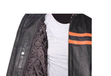 Men's Racer Jacket With Orange Racing Stripes, Men's Leather Jacket, [product_description] - Rhino Gear