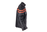 Men's Racer Jacket With Orange Racing Stripes, Men's Leather Jacket, [product_description] - Rhino Gear