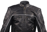 Men's Racer Heavy Jacket Black With Reflective Piping, Men's Leather Jacket, [product_description] - Rhino Gear