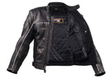 Men's Racer Heavy Jacket Black With Reflective Piping, Men's Leather Jacket, [product_description] - Rhino Gear