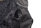Men's Racer Heavy Jacket Black With Reflective Piping, Men's Leather Jacket, [product_description] - Rhino Gear