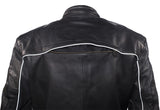 Men's Racer Heavy Jacket Black With Reflective Piping, Men's Leather Jacket, [product_description] - Rhino Gear
