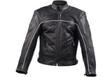 Men's Racer Heavy Jacket Black With Reflective Piping, Men's Leather Jacket, [product_description] - Rhino Gear