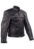 Men's Racer Heavy Jacket Black With Reflective Piping, Men's Leather Jacket, [product_description] - Rhino Gear
