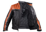 Men's Racer Heavy Jacket Orange With Reflective Piping, Men's Leather Jacket, [product_description] - Rhino Gear