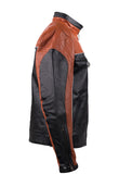 Men's Racer Heavy Jacket Orange With Reflective Piping, Men's Leather Jacket, [product_description] - Rhino Gear