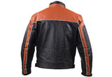 Men's Racer Heavy Jacket Orange With Reflective Piping, Men's Leather Jacket, [product_description] - Rhino Gear