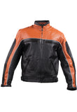 Men's Racer Heavy Jacket Orange With Reflective Piping, Men's Leather Jacket, [product_description] - Rhino Gear