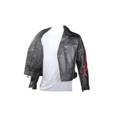 Men's Classic Style Premium Leather Jacket With Flames And Reflective Piping, Men's Leather Jacket, [product_description] - Rhino Gear
