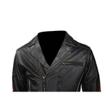 Men's Classic Style Premium Leather Jacket With Flames And Reflective Piping, Men's Leather Jacket, [product_description] - Rhino Gear