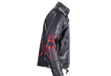 Mens Leather Racer Motorcycle Jacket With Flames And Reflective Piping, Men's Leather Jacket, [product_description] - Rhino Gear