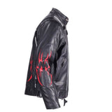 Men's Premium Heavy Duty Leather Motorcycle Racer Jacket With Flames And Reflective Piping, Men's Leather Jacket, [product_description] - Rhino Gear