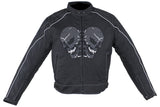 Men's Textile Motorcycle Jacket with Reflective Skull, Men's Leather Jacket, [product_description] - Rhino Gear