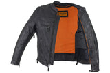 Mens Premium Heavy Duty Leather Racing Motorcycle Jacket With Reflective Striping, Men's Leather Jacket, [product_description] - Rhino Gear
