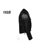Mens Leather Jacket With Reflective Skulls, Men's Leather Jacket, [product_description] - Rhino Gear