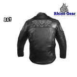 Mens Leather Jacket With Reflective Skulls, Men's Leather Jacket, [product_description] - Rhino Gear