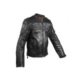 Mens Leather Jacket With Reflective Skulls, Men's Leather Jacket, [product_description] - Rhino Gear