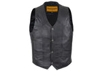 Men's Plain Black Leather Vest With Gun Pockets, Men's Vest, [product_description] - Rhino Gear