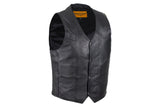 Men's Plain Black Leather Vest With Gun Pockets, Men's Vest, [product_description] - Rhino Gear