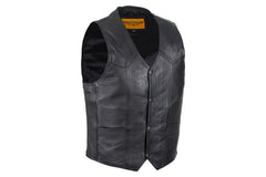 Men's Plain Black Leather Vest With Gun Pockets, Men's Vest, [product_description] - Rhino Gear