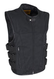 Men’s Black Motorcycle Swat Style Tactical Textile Vest with Conceal Pockets, Men's Vest, [product_description] - Rhino Gear