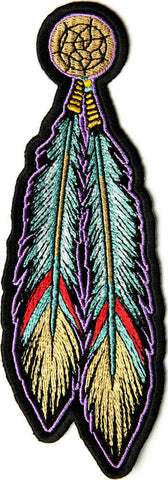 Tribal Feathers MultiColor PATCH - 2.25x6.5 inch