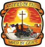 "Justified By Faith/Saved By Grace" Patch 3" x 3", Patch, [product_description] - Rhino Gear