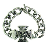 Stainless Steel Maltese Cross Skull Bracelet, Stainless Steel Bracelets, [product_description] - Rhino Gear