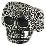 Sugar Skull "In Your Face" Ring, Stainless Steel Rings, [product_description] - Rhino Gear